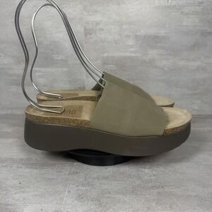 Munro Sandals Womens Size 9 Olive Green Platform Slide Wedge Stretch Narrow